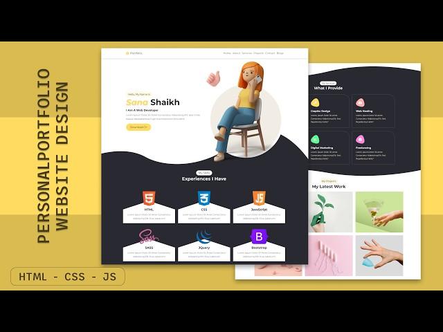 Create A Responsive Personal PORTFOLIO Website Design Using [ HTML CSS JS ] - Step By Step