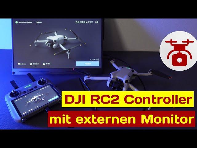 DJI Mini 4pro Drohne RC2 Controller mit externen Monitor für mehr Details beim Drohnen fliegen