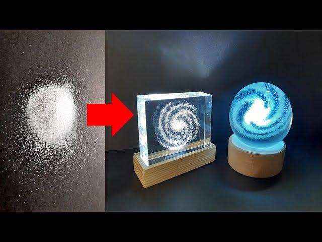 I TURN POWDER INTO GALAXY LAMPS- Resin art- epoxy resin and wood lamp