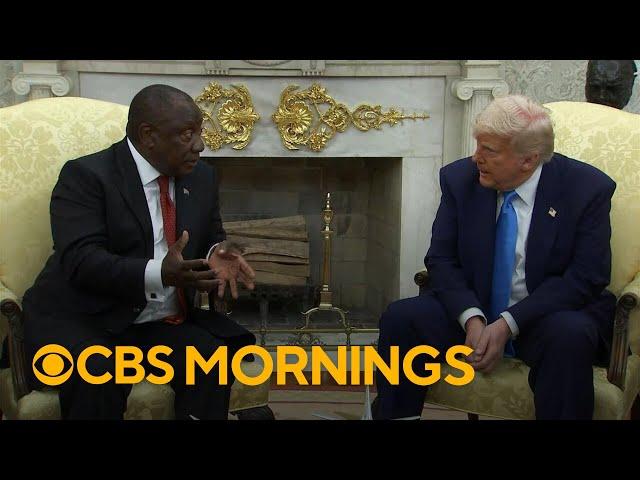 President Trump has tense exchange with South Africa's president in Oval Office meeting