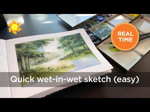 QUICK wet in wet practice watercolor sketch (realtime)