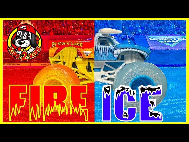 MONSTER JAM FIRE & ICE Monster Trucks Compilation - Water & Treadmill Racing, ThunderROARus Drop