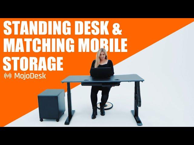 MojoDesk Workspace: Electric Standing Desk and Matching Mobile Storage Bundle