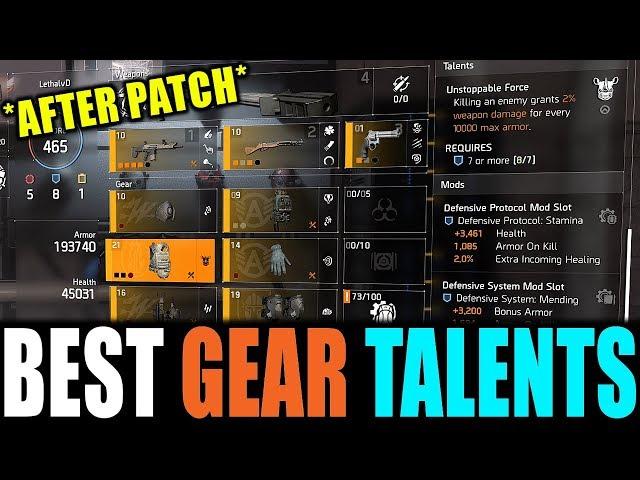 The Division 2 - BEST GEAR TALENTS AFTER PATCH | BEST TALENTS YOU NEED TO USE