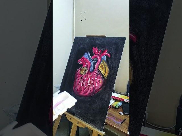 Heart canvas painting ~ #acrylic #canvastutorial #canvas #anatomy #flowers #painting #realistic