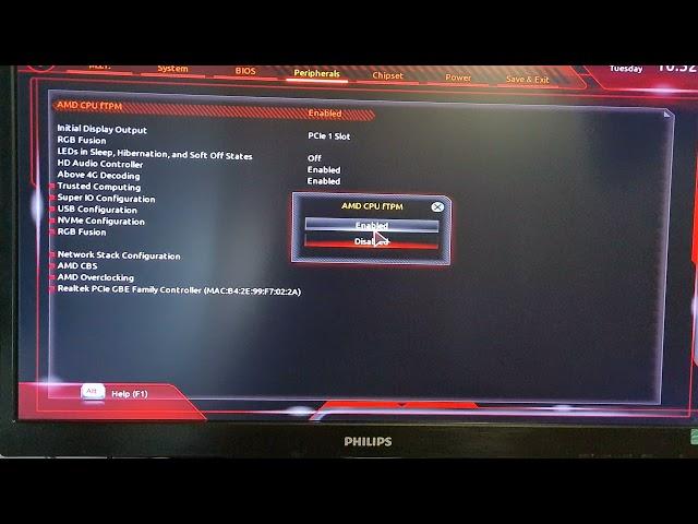 Enable TPM 2.0 Gigabyte B450 Aorus Elite