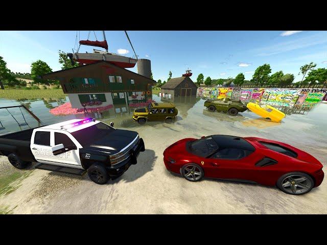 Huge Flood Destroys our House and Racecars | Farming Simulator 25