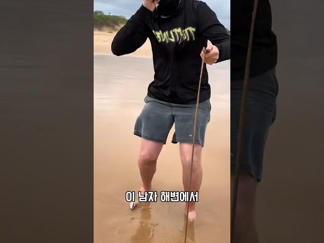 해변에서 꺼낸 줄, 2미터 괴물?!