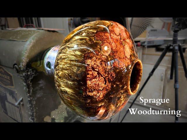 Woodturning - Copper and Hyper Shift Pigment Loves Mystery Burl