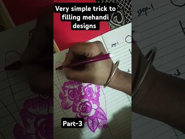 Very simple trick to filling mehandi designs #forbeginners #shorts #mehandi #trending #rosepattern