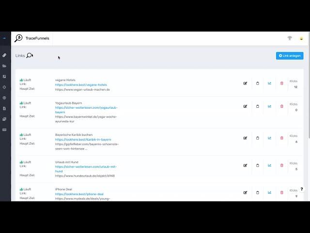 Suchen und Finden deiner Short Links in TraceFunnels