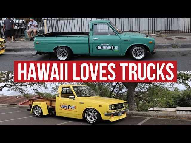 Team Wild Cards Old School JDM Hiluxes at Hawaii's Slammedenuff Show