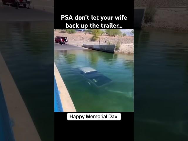Guy let his wife back up the boat trailer #boatfails #truckunderwater #fails