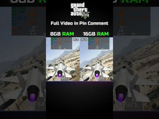 8GB RAM vs 16GB RAM - GTA 5 | in 2024