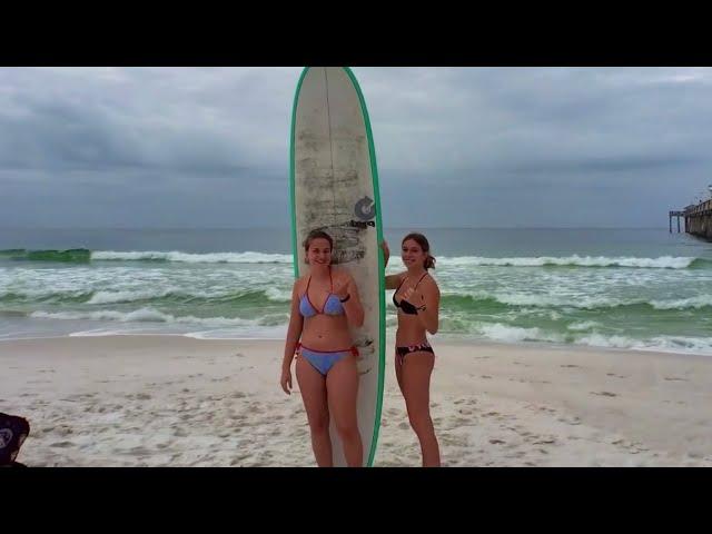 Tropical storm Grace the overcast aftermath. Fort Walton Beach surfing. Okaloosa pier. Destin.