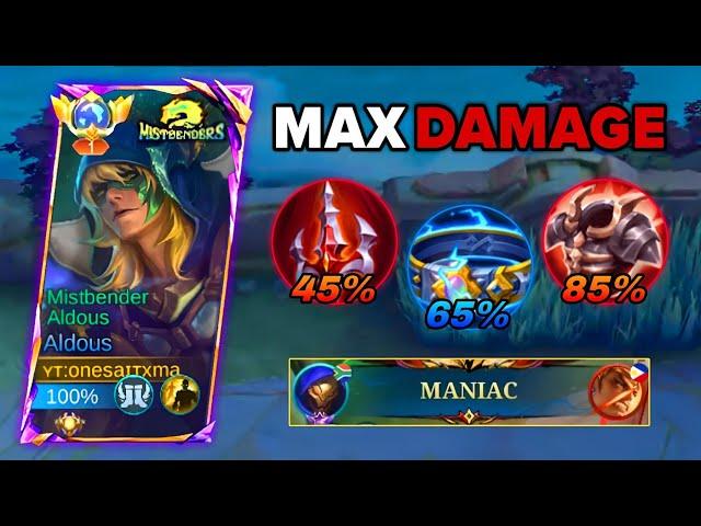 GLOBAL ALDOUS ABUSE THIS INSANE MAX DAMAGE BUILD AND EMBLEM IN RANKED GAME!! (must try this one!!)