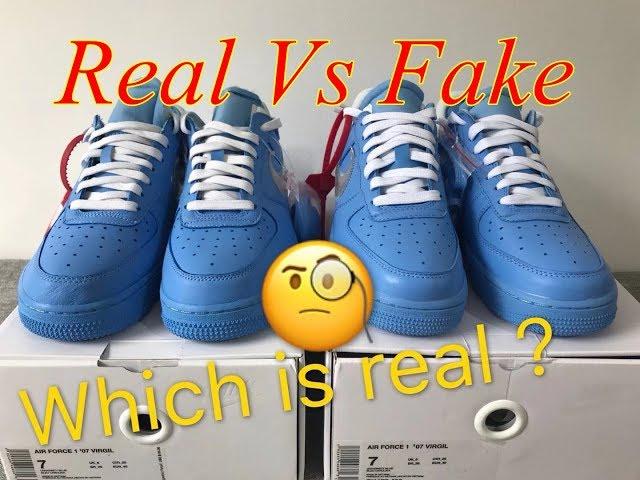 Real vs Fake Off White X Nike Air Force 1 MCA blue