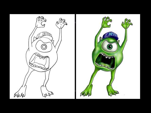 How to draw and color mike wazowski ( monsters university ) | Drawing Art