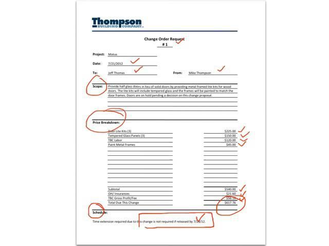 Pricing & Preparing Change Order Req
