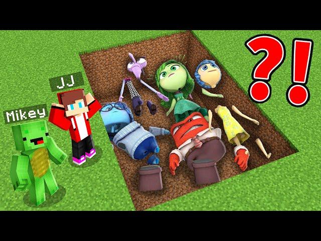 JJ and Mikey Found Buried Joy , Disgust , Fear , Anger in Minecraft Maizen ! Challenge from Maizen