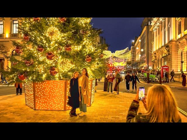 2024 London Christmas Lights Tour  Carnaby & Regent Street Christmas Lights Walk  4K HDR