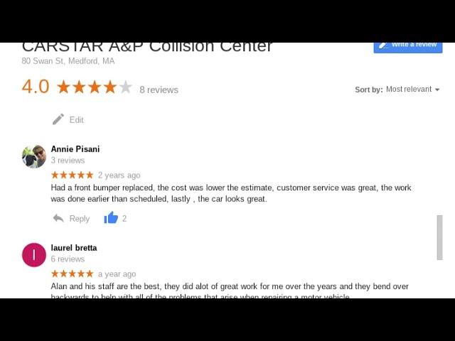 A & P Collision Ctr Medford  AutoBody Medford MaIncredible 5 Star Review by Jessica Morgan