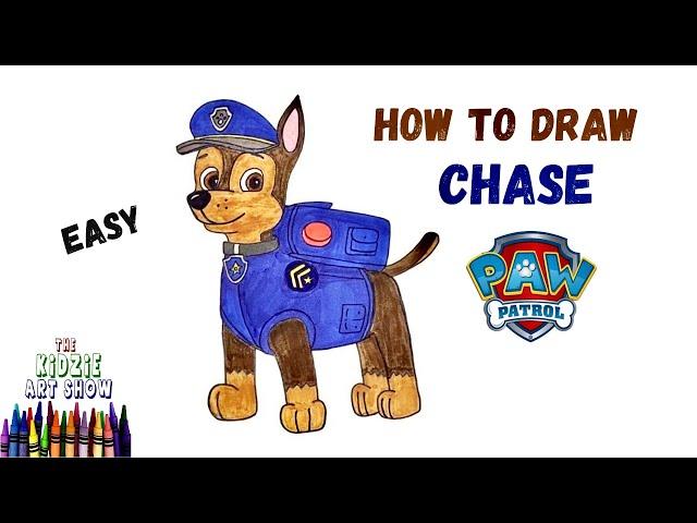 How to draw Chase from Paw Patrol step by step easy. Chase, the Police Puppy drawing video.