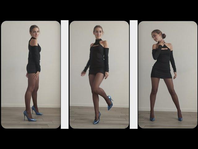 TRY ON HAUL FASHION GLAMOUR EDITORIAL:Pantyhose, Stockings, Tights,Heels, MiniDress (Vertical 4K)