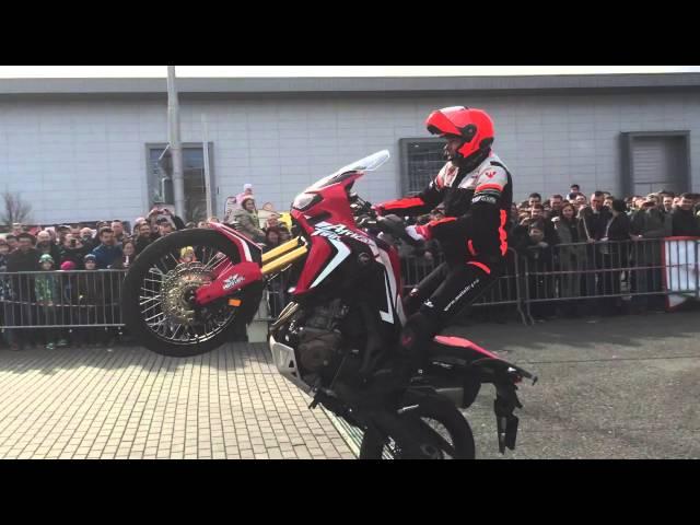 New Honda Africa Twin CRF1000 test drive - stuntride show by Lisak