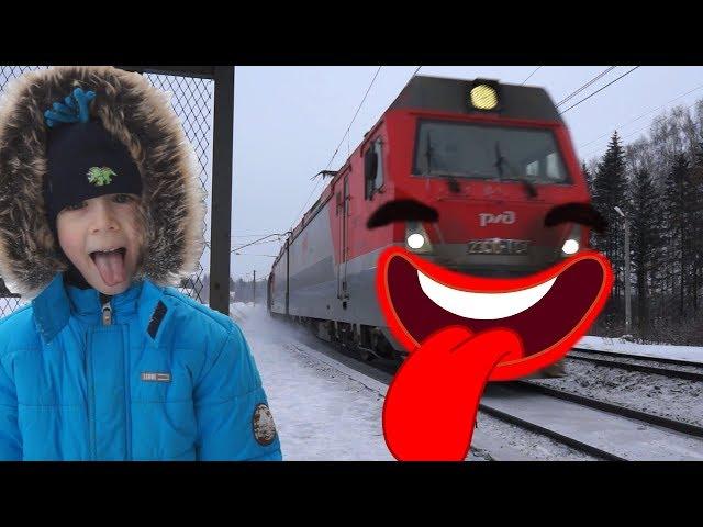 Our favorite train! Rode the train and max is covered by snow. A video about trains for kids