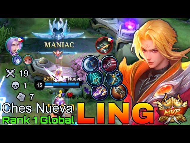 MANIAC with 19 Kills Ling Powerful Jungler - Top 1 Global Ling by Ches Nueva - Mobile Legends