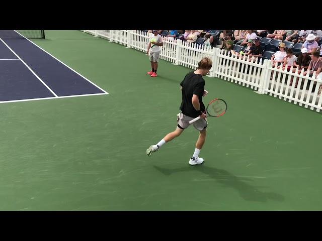 Andrey Rublev hitting session at The BNP Paribas Open 2018