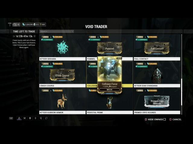 Warframe Baro Ki'teer PS4 December 16th Baro bought many, many things