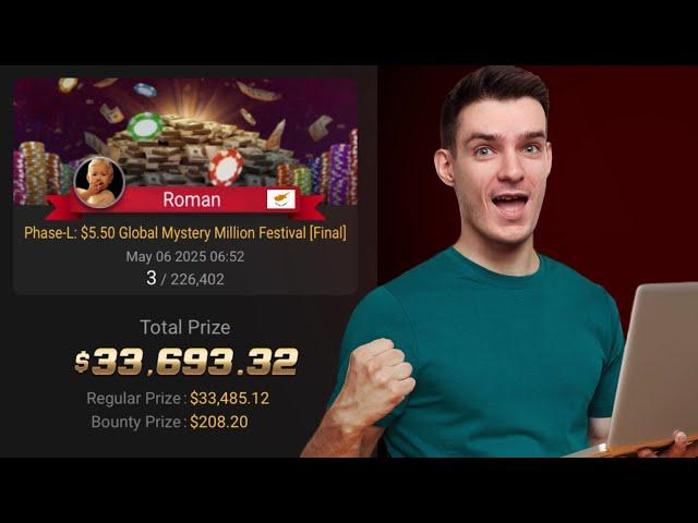С $5 сделал $33 000! Разбор с подписчиком, учимся выигрывать турниры по покеру!