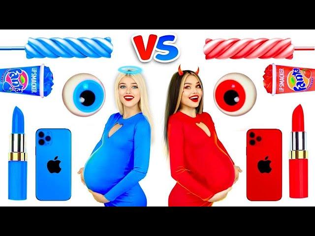 RICH Pregnant VS BROKE Pregnant || Red vs Blue & Bad vs Good Pregnancy Situations by RATATA BOOM!