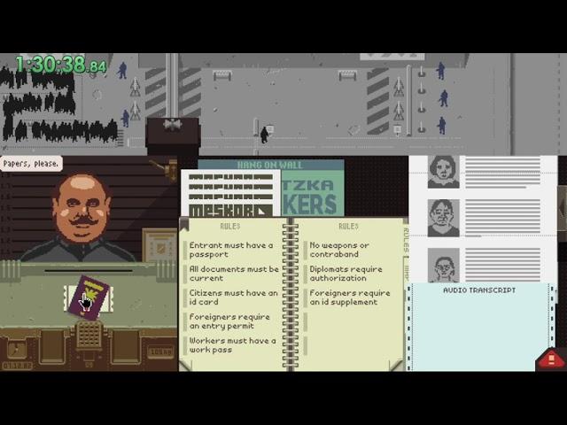 [WR] Papers, Please - No Citations Speedrun (Ending 20) in 3:07:41.11