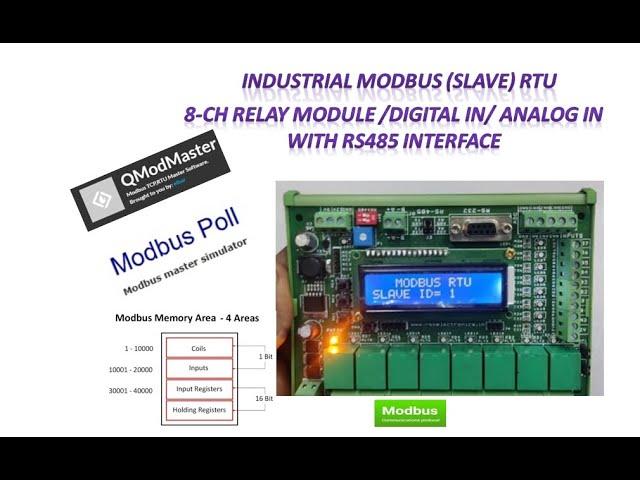 Industrial Modbus (Slave) RTU 8-ch Relay Module /Digital in/ Analog in with RS485 Interface