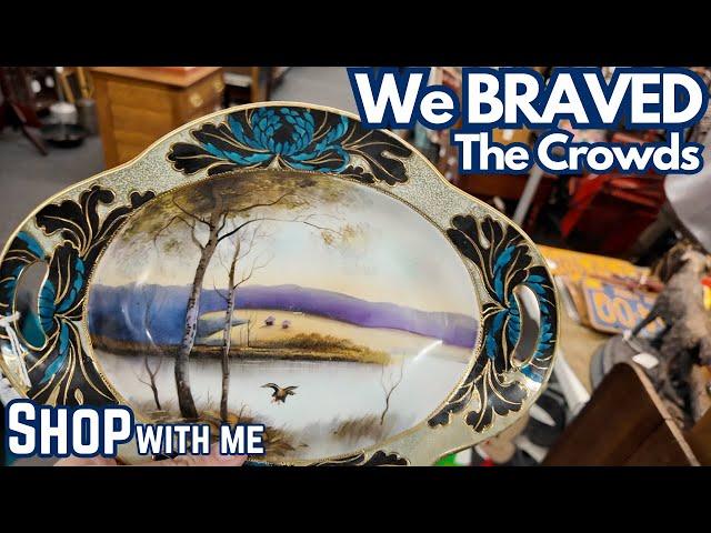 We BRAVED The Crowds | Antique Mall SHOP With Me | Reselling Jewelry and Antiques