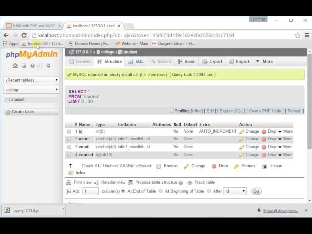 Insert Data Into MySQL Database using jQuery + AJAX + PHP Part1