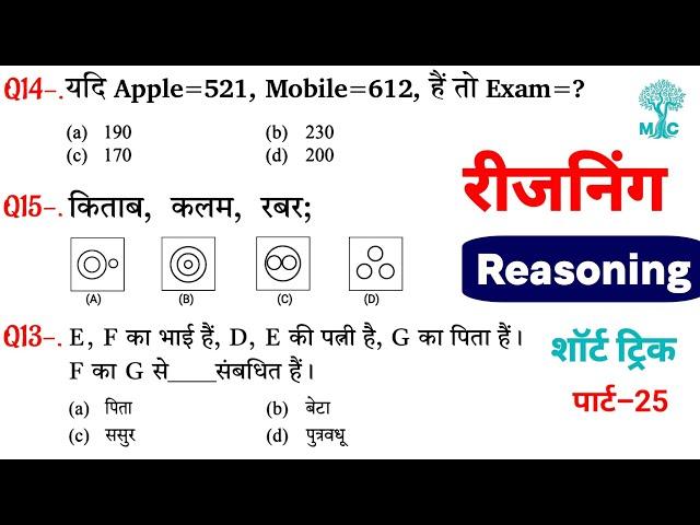 Reasoning प्रैक्टिस Set–25 | SSC | Railway | UPP | RPF NTPC | SSC CGL CHSL GD MTS | Mori Classes