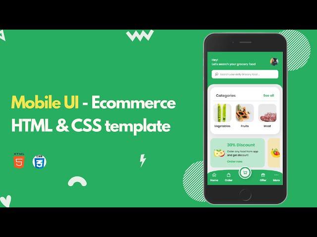 HTML & CSS Mobile UI Layout | Grocery app