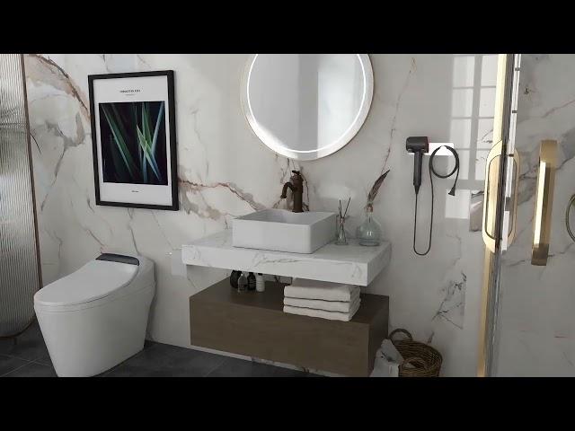 Modern Floating Bathroom Vanity Set With Single Sink White and Natural