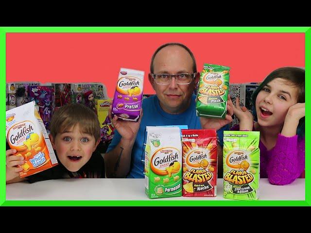 Goldfish Flavor Tasting Family Fun with RadioJH Audrey - Pizza, Nacho, Parmesan and More!