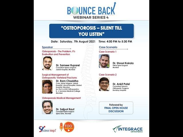 "Osteoporosis - Silent Till you Listen" || 07.08.2021 || TOO Webinar || Science Integra