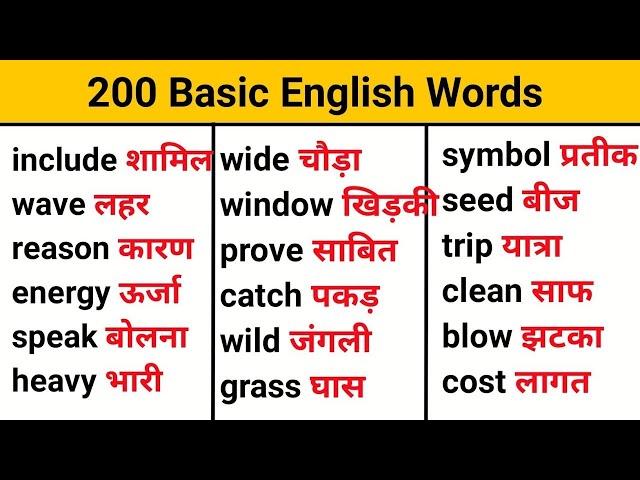 अंग्रेजी सीखना शुरू से करें || 200+ Words || English Word Meaning