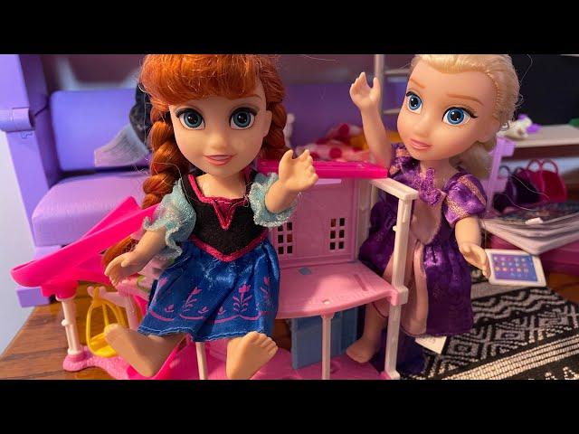 Ellie & Annie Play With Their Toy Barbie Dream House! | Elsa & Anna Dolls