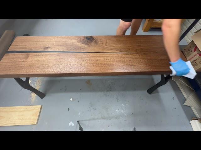 Applying Blacktail Studios N3 Nano on a Walnut and Epoxy Bench