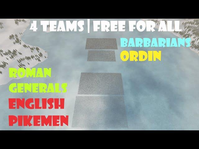 Roman Generals vs English Pikemen vs Barbarians vs Ordin | FFA | 4 Teams | UEBS 2
