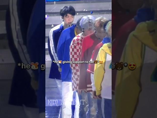 when jin giving support to taehyung when he was so tired#bts #taehyung #shorts