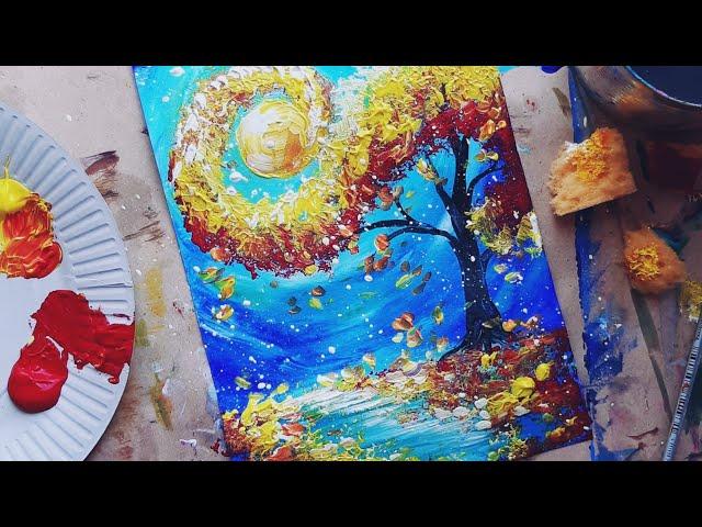 MAGIC AUTUMN | Very simple landscape with paints